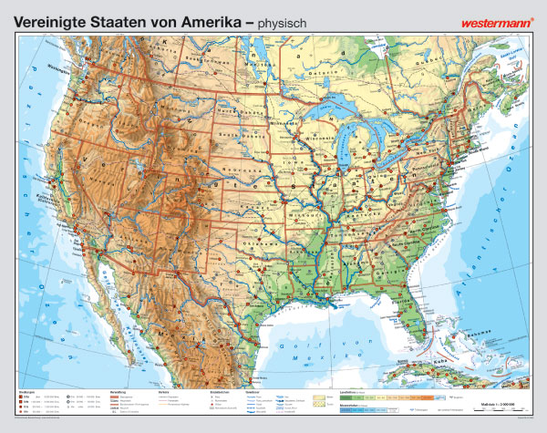 Lehrmittel Wandkarte Westermann USA Amerika Geografie Bundesland Freistaat