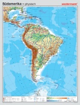Wandkarte Südamerika, physisch/politisch, 127x169 cm