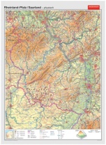 Wandkarte Rheinland-Pfalz-Saarland, physisch-politisch