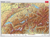 Wandkarte Schweiz, physisch, 193 x 144cm