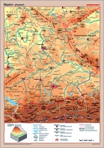 Posterkarte Bayern, physisch/politisch, 100x70 cm