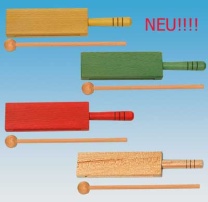 Holzblocktrommel, rot gebeizt