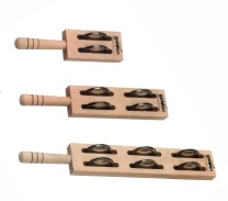 Schellenstab aus Buche, 2 Paar Schellen