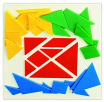 Schüler Tangram-Spiele 4 Spiele je 7-teilig