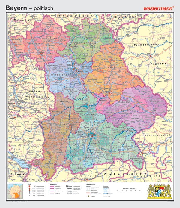 Wandkarte Westermann Deutschland Geografie Geographie Bundesland Freistaat