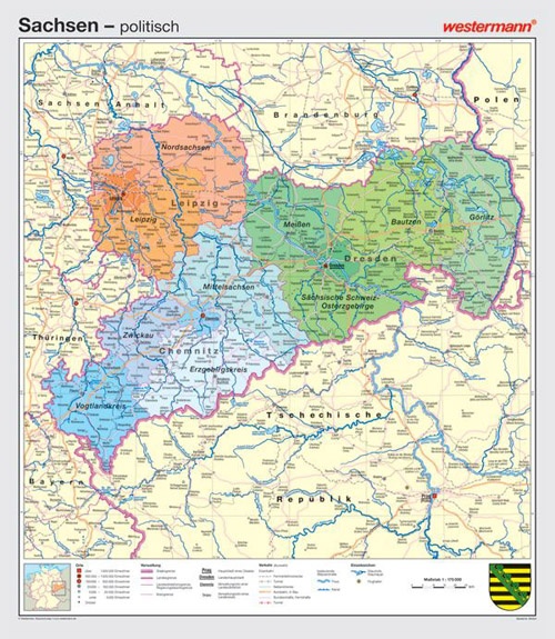 Lehrmittel Wandkarte Westermann Deutschland Geografie Bundesland Freistaat