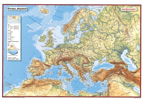 Posterkarte Europa physisch (P) 100x70 cm