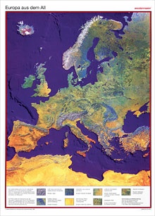 Posterkarte Europa aus dem All (Weltraumbild), 100x70 cm