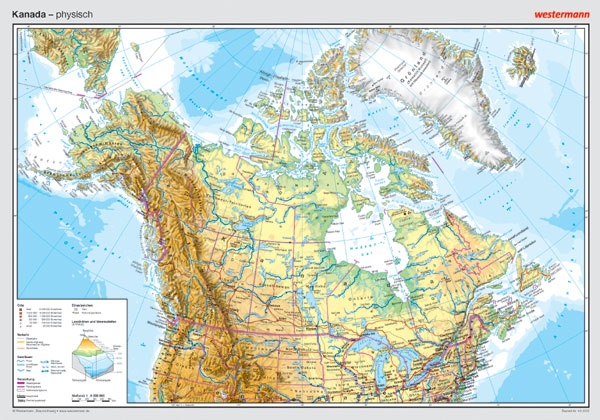 Posterkarte Kanada, physisch, 100 x70 cm, 1:800 000