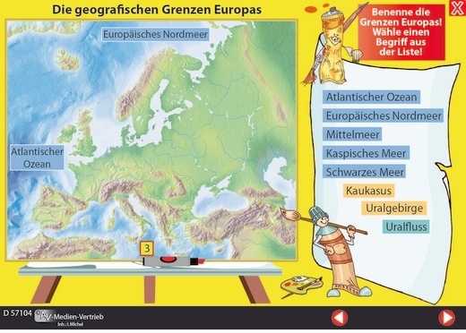 Interaktives Tafelbild: Die geografischen Grenzen Europas