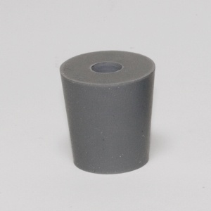 Gummistopfen, grau, mit 1 Bohrung 8mm, 18/14 mm