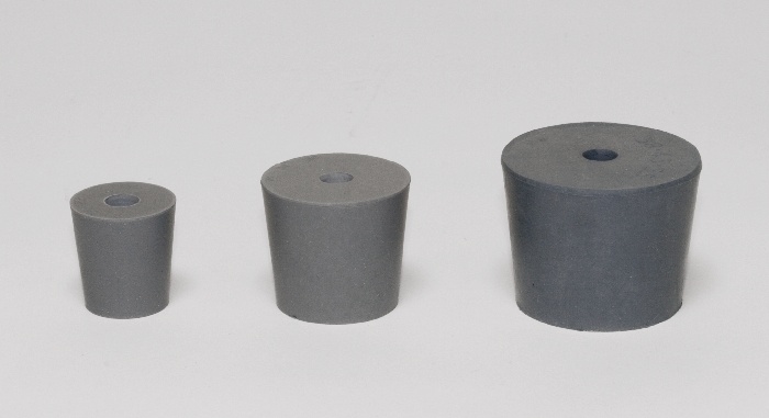 Gummistopfen, grau, mit 1 Bohrung 8mm, 21/16 mm