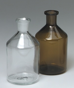 Steilbrustflaschen, Enghals, Braunglas, Inhalt: 50 ml, NS 14,
