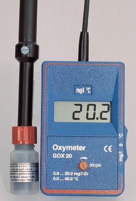 Digitales Sauerstoffmessgerät mit Sauerstoffsonde und Thermometer
