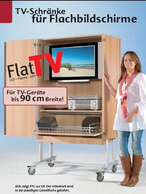 Fahrbarer TV Schrank für Flachbild-Fernseher mit Rollauszug und Stauraum