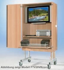 Stabiler, zweitüriger TV-Wagen mit 1 Einlegeboden, fahrbar