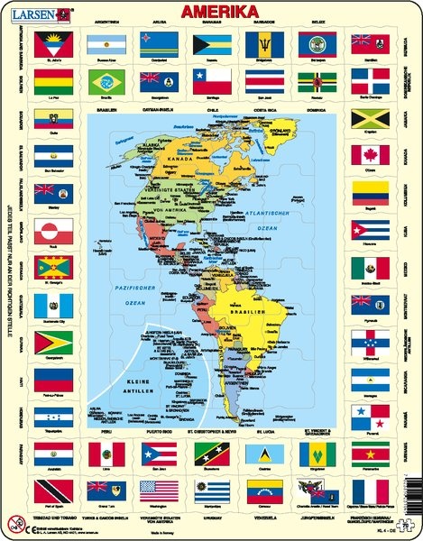 Puzzle Politische Karte Und Flaggen Amerika Format 36 5x28 5 Cm Teile 70 Verwandte Stichworter Lernpuzzle Larsenpuzzle