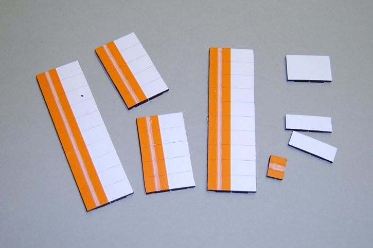 Satz Kippmagnete für Stundenplan, orange mit Streifen - weiß
