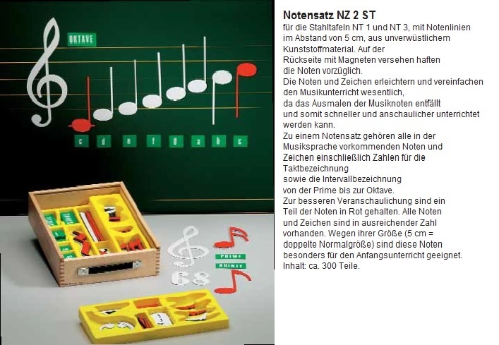 Musiknotensatz in der Kunststoffbox, für 5 cm Orff Lineatur
