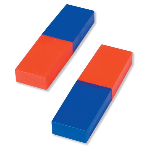 Stabmagnete 80 mm, Paar,  Pole rot/blau
