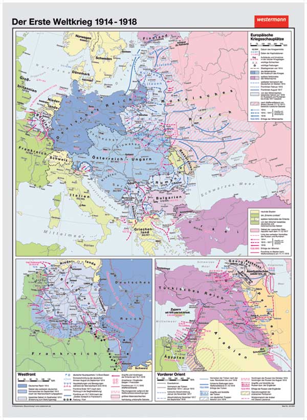 Von Wann Bis Wann War Der Erste Weltkrieg Lehrmittel Wandkarte Westermann Der Erste Weltkrieg 1914-1918 Geschichte