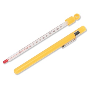 Taschenthermometer -10° - 110°C, in gelber Schutzhülle mit Clip