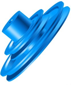 Stufenscheibe für Riemengetriebe mit Bund, 36/60 mm Durchmesser