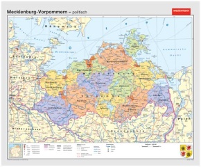Wandkarte Mecklenburg-Vorpommern, politisch, 178x147 cm