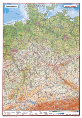 Posterkarte Deutschland, physisch (P) 100x70 cm