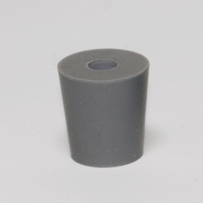 Gummistopfen, grau, mit 1 Bohrung 8mm, 24/19 mm