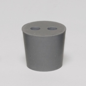 Gummistopfen, grau, mit 2 Bohrungen 8 mm, 34/28 mm