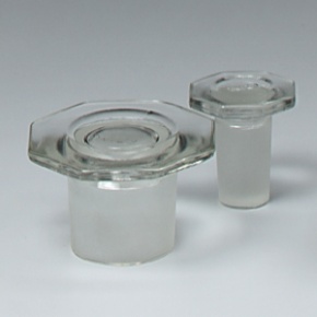 Achtkant-Deckelstopfen, (Glasstopfen) Klarglas, NS 14 lang