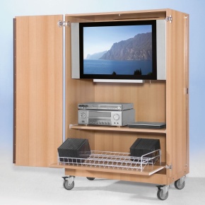 Fahrbarer, zweitüriger TV-Wagen mit 1 Einlegeboden